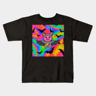 Rainbow Bat Pig Kids T-Shirt